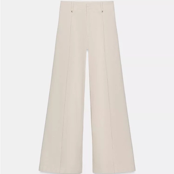 Zara Pants - Zara High Waisted Wide-Leg Cream Women's Trousers (NWOT)